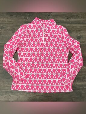 Gottex Pink Geometric Quarter-Zip Pullover